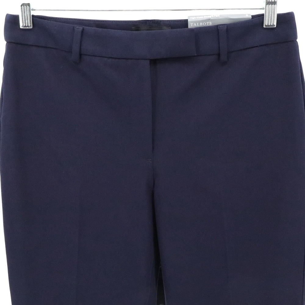 NWT Talbots High Waist Straight Leg Trousers Navy Blue Dress Pants Size 8 - Picture 4 of 9